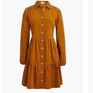 Corduroy collared mini shirtdress